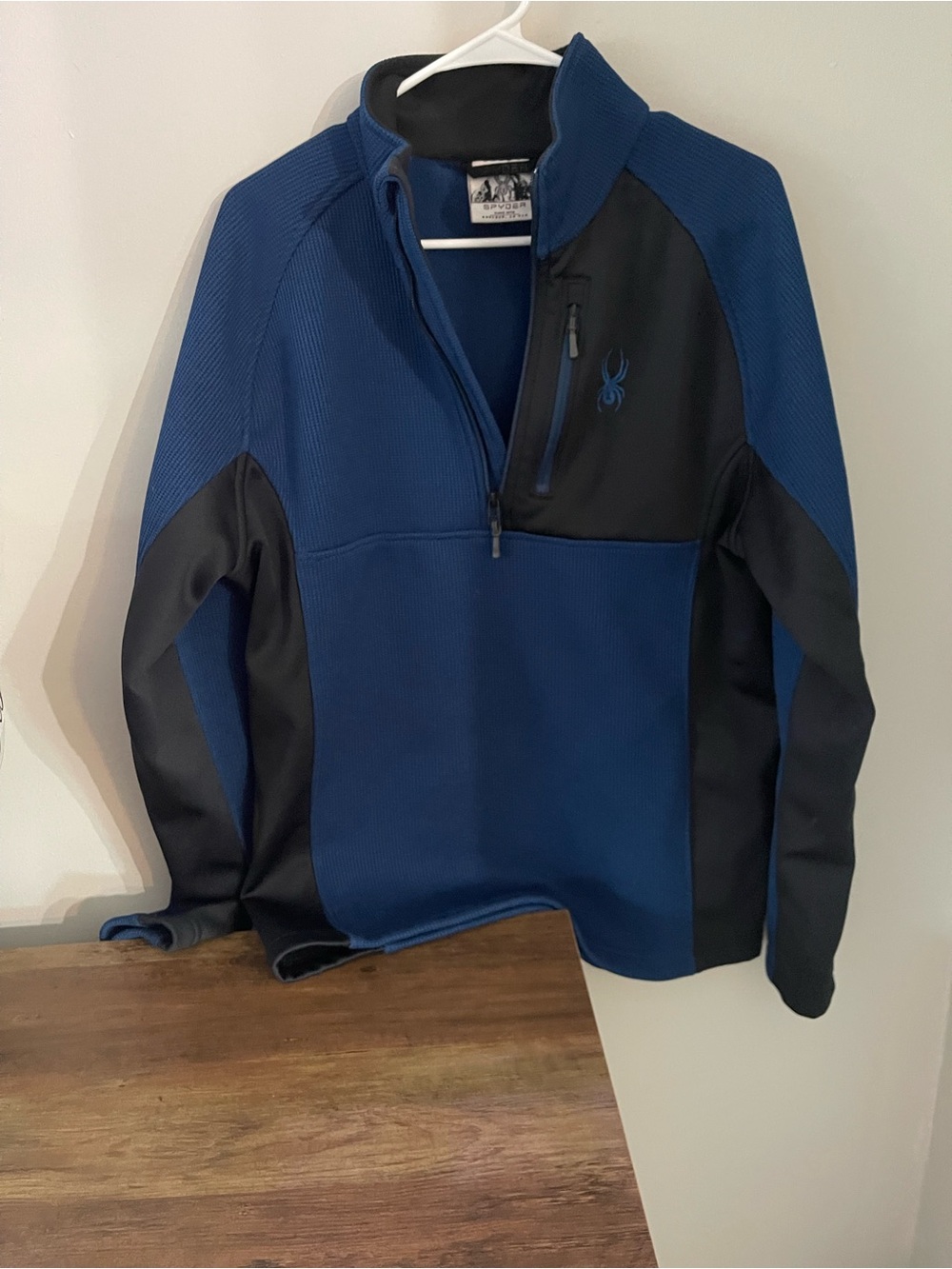 Spyder Men's Blue and Black Quarter-Zip Jacket